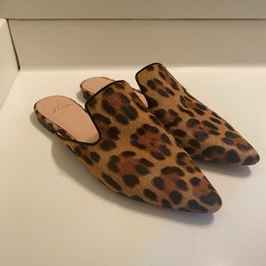 J Crew leopard print slides mules shoes 9.5